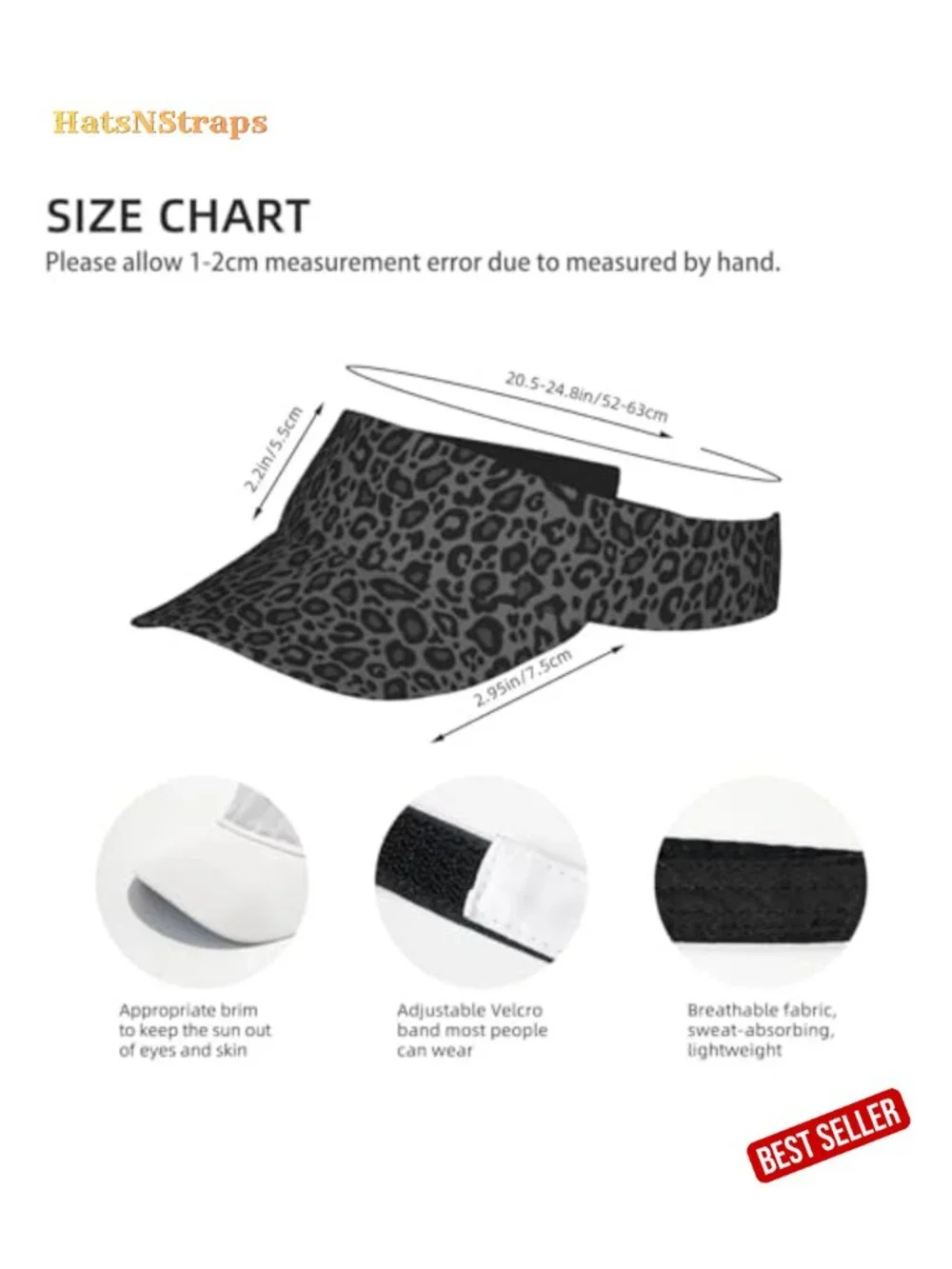 Unisex Adjustable Sports Sun Visor, Lightweight Packable Open-Top Hat for